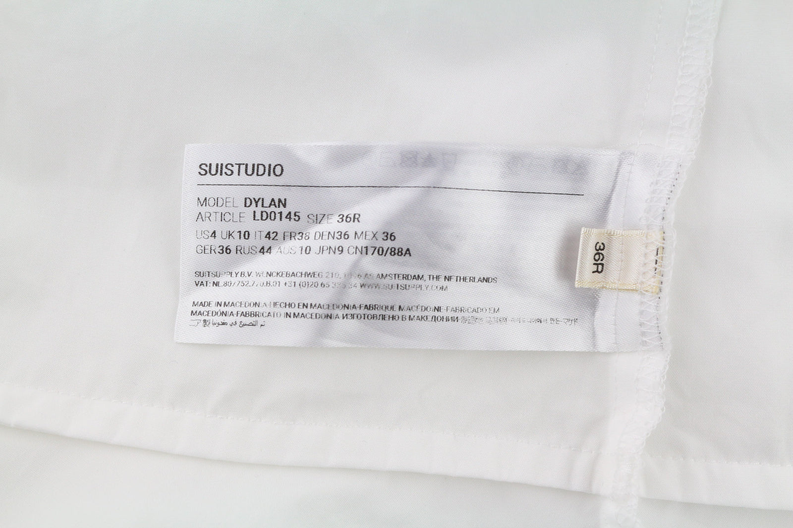 SUISTUDIO Dylan moteriška suknelė UK10 balta medvilninė ilgomis rankovėmis apvalios iškirptės logotipu šortai 