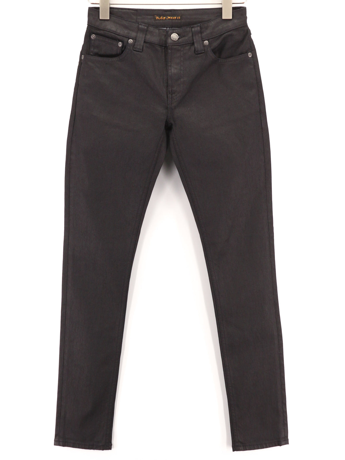 NUDIE JEANS Skinny Lin vyriški džinsai W28/L32 juodi su juodu dengtu medvilniniu užtrauktuku 