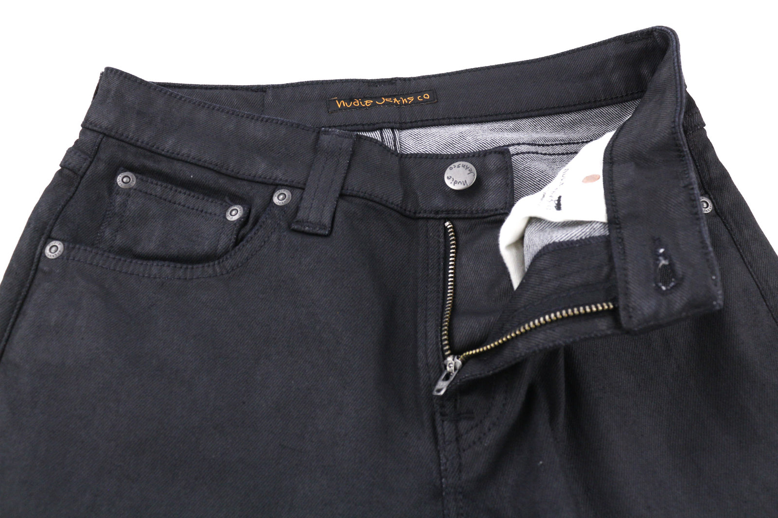 NUDIE JEANS Skinny Lin vyriški džinsai W28/L32 juodi su juodu dengtu medvilniniu užtrauktuku 