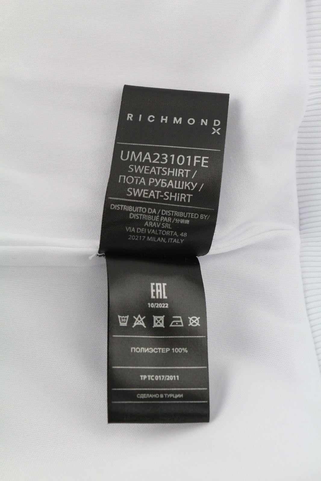 RICHMOND vyriškas sportinis kostiumas M, baltas, 2 dalių, užtraukiamos kišenės, elastingas juosmuo, laisvalaikio logotipas 