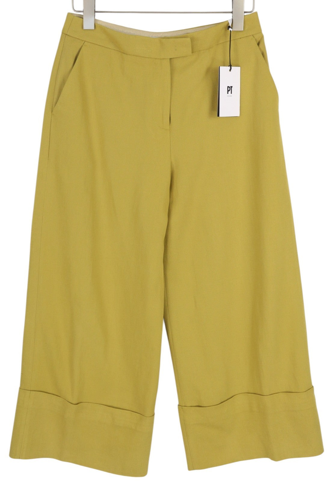 PT TORINO Colette moteriškos kelnės, 42 W30, žalios, atlenktos, iki kulkšnių, lininis mišinys, rekomenduojama kaina – 315 € 