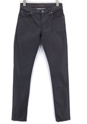 NUDIE JEANS Skinny Lin vyriški džinsai W28/L32 juodi su juodu dengtu ekologišku užtrauktuku 