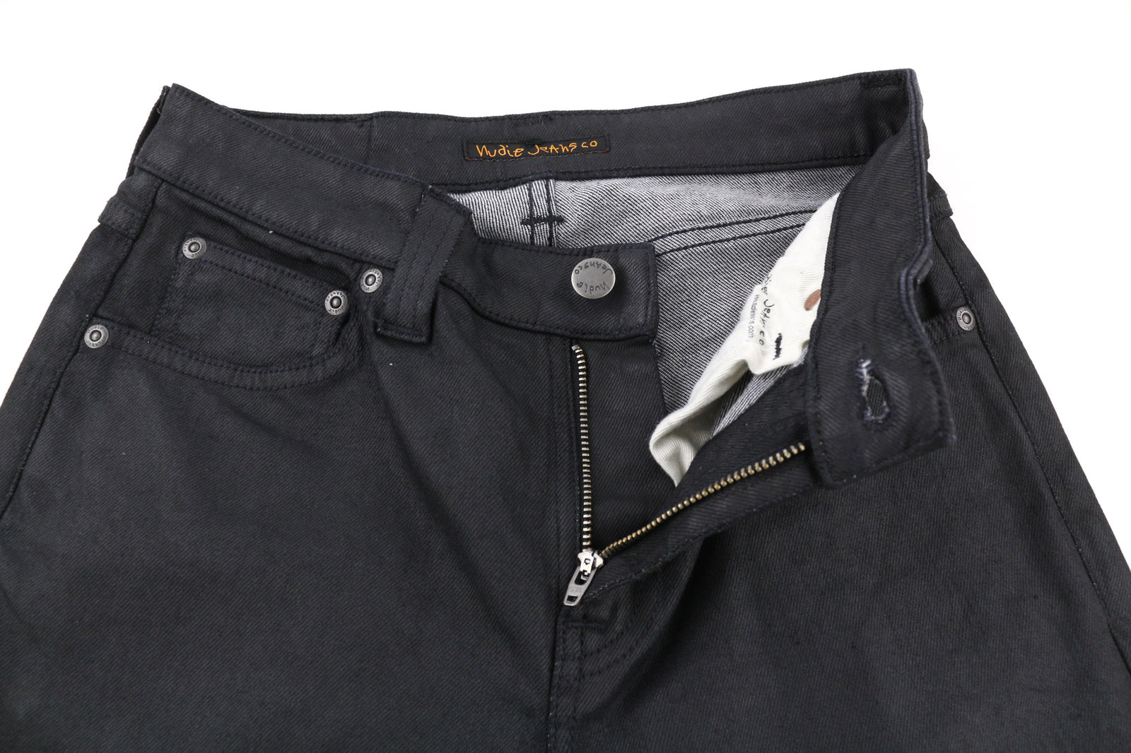 NUDIE JEANS Skinny Lin vyriški džinsai W28/L32 juodi su juodai dengta ekologiška medvilne 