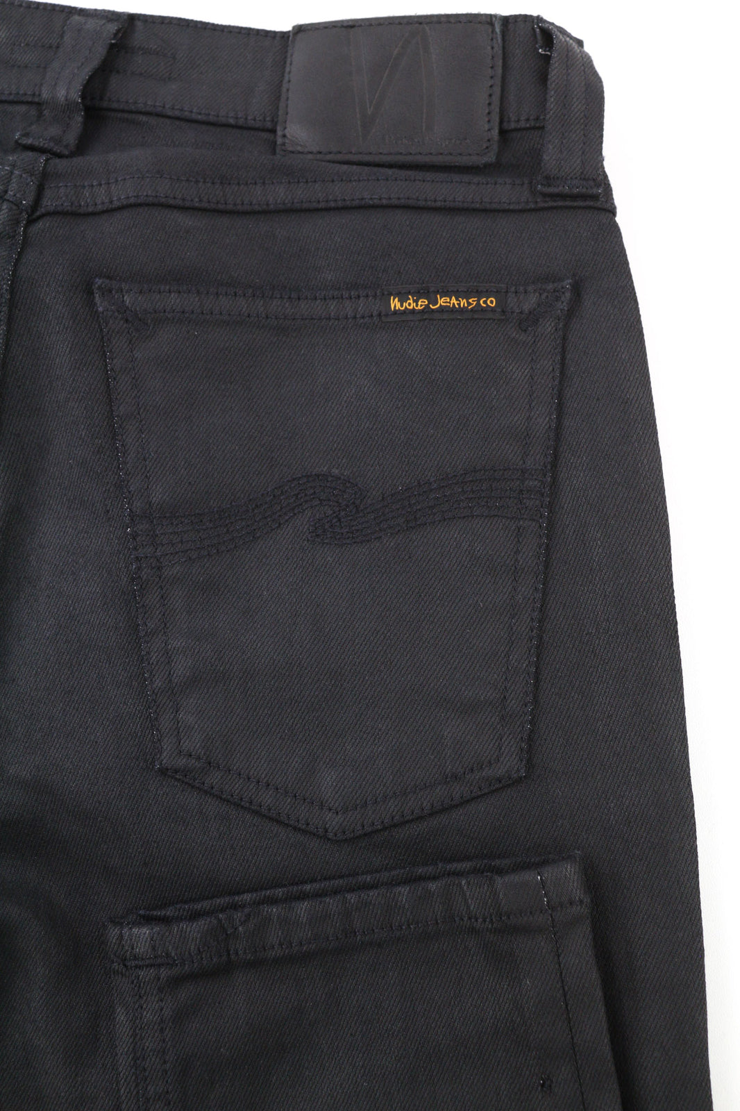 NUDIE JEANS Skinny Lin vyriški džinsai W28/L32 juodi su juodai dengta ekologiška medvilne 