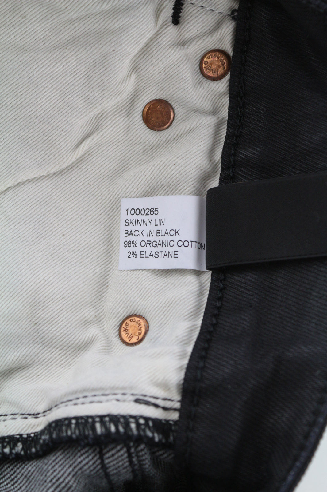 NUDIE JEANS Skinny Lin vyriški džinsai W28/L32 juodi su juodai dengta ekologiška medvilne 