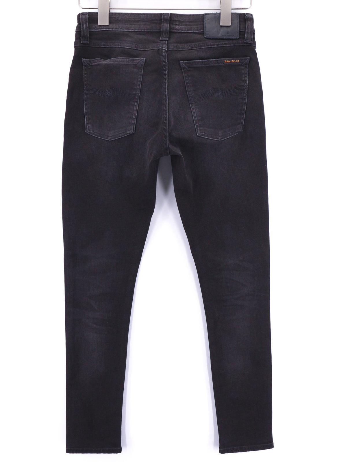 NUDIE JEANS Skinny Lin vyriški džinsai W29/L32 juodi su įprastu skalbiniu tamsiai mėlynu logotipu 