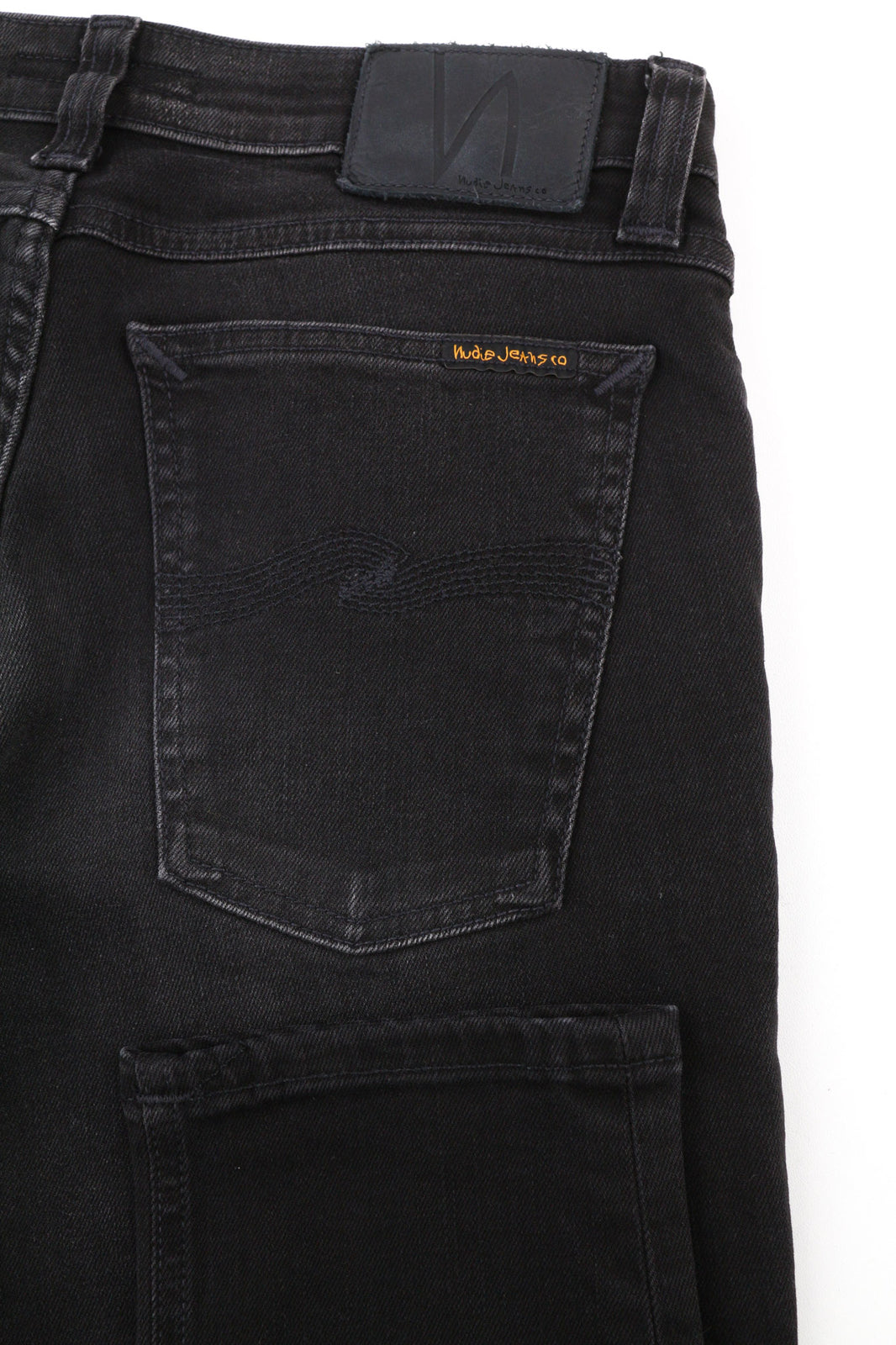 NUDIE JEANS Skinny Lin vyriški džinsai W29/L32 juodi su įprastu skalbiniu tamsiai mėlynu logotipu 