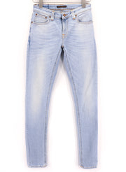 NUDIE JEANS Skinny Lin vyriški džinsai W28/L34 jaunimui, dėvimi iš skalbtos ekologiškos medvilnės 