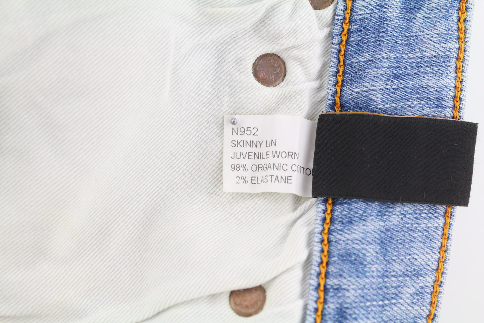 NUDIE JEANS Skinny Lin vyriški džinsai W28/L34 jaunimui, dėvimi iš skalbtos ekologiškos medvilnės 