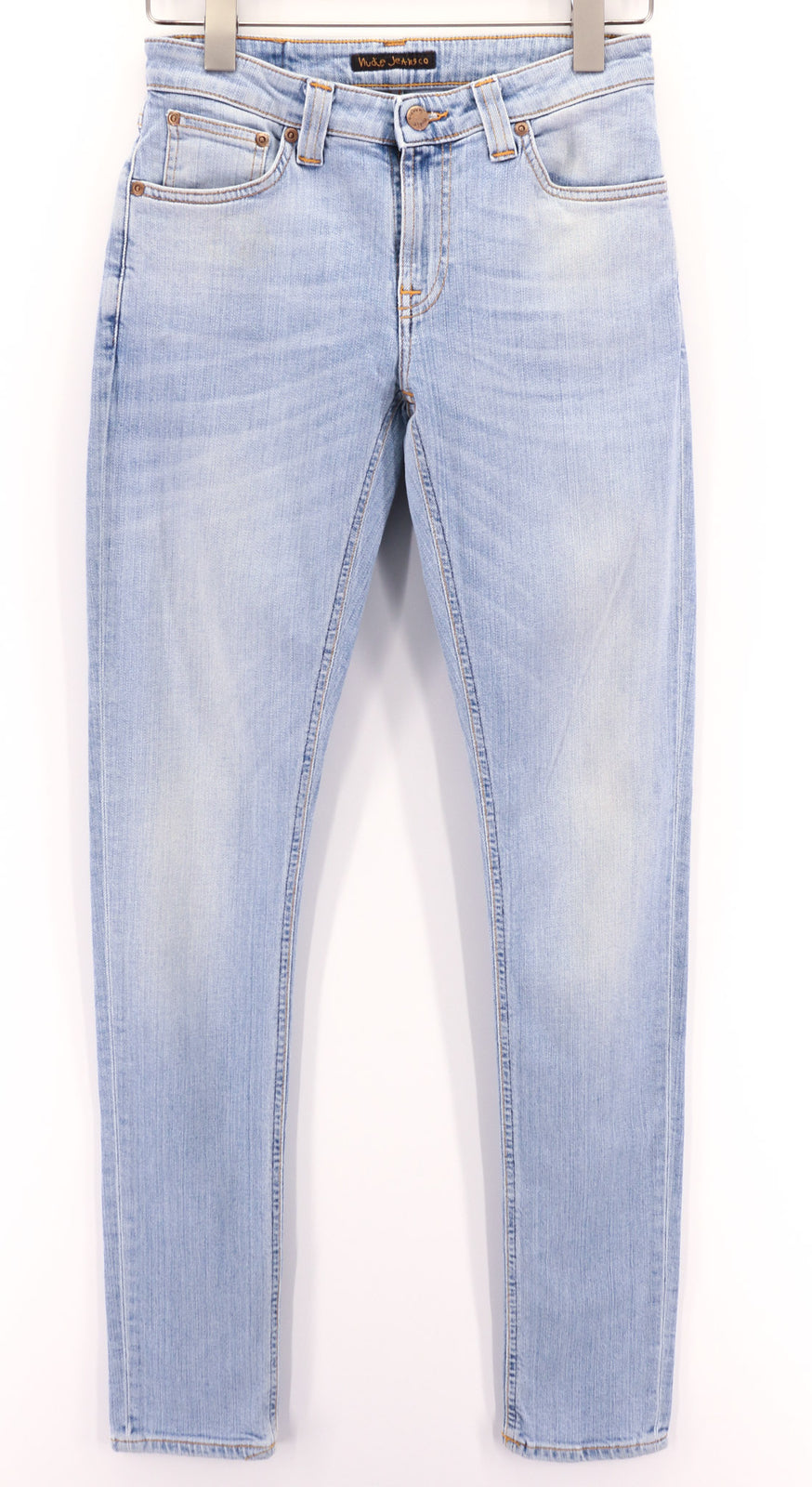 NUDIE JEANS Skinny Lin vyriški džinsai W28/L34 jaunimui, dėvimi iš skalbtos ekologiškos medvilnės 