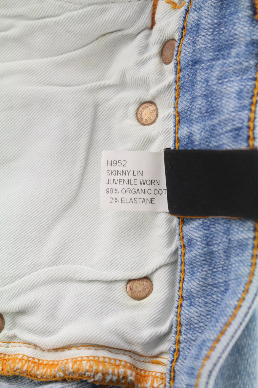 NUDIE JEANS Skinny Lin vyriški džinsai W28/L34 jaunimui, dėvimi iš skalbtos ekologiškos medvilnės 