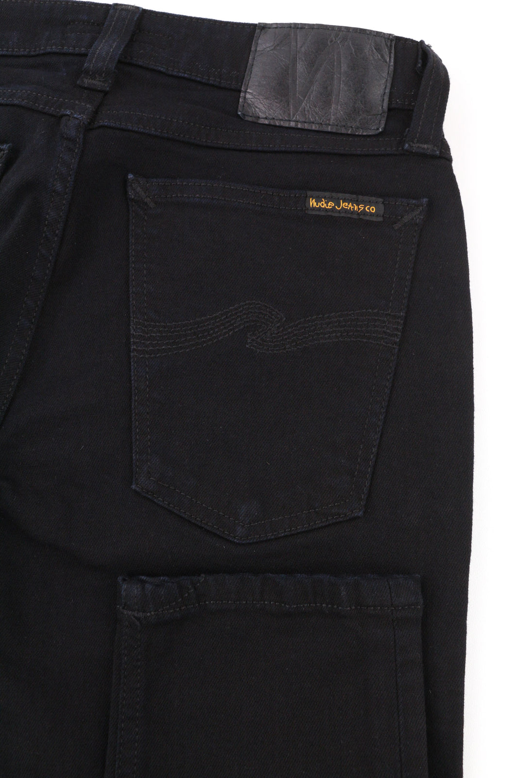 NUDIE JEANS Skinny Lin vyriški džinsai W28/L32 juodi, juodi, užtrauktukai, tamsaus džinso logotipas 