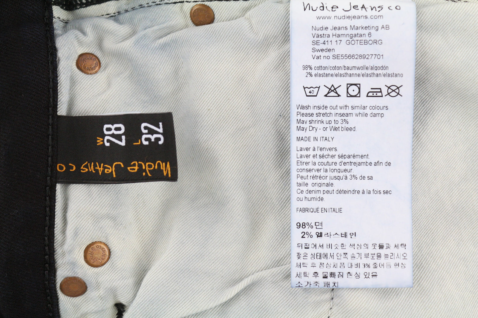 NUDIE JEANS Skinny Lin vyriški džinsai W28/L32 juodi, juodi, užtrauktukai, tamsaus džinso logotipas 