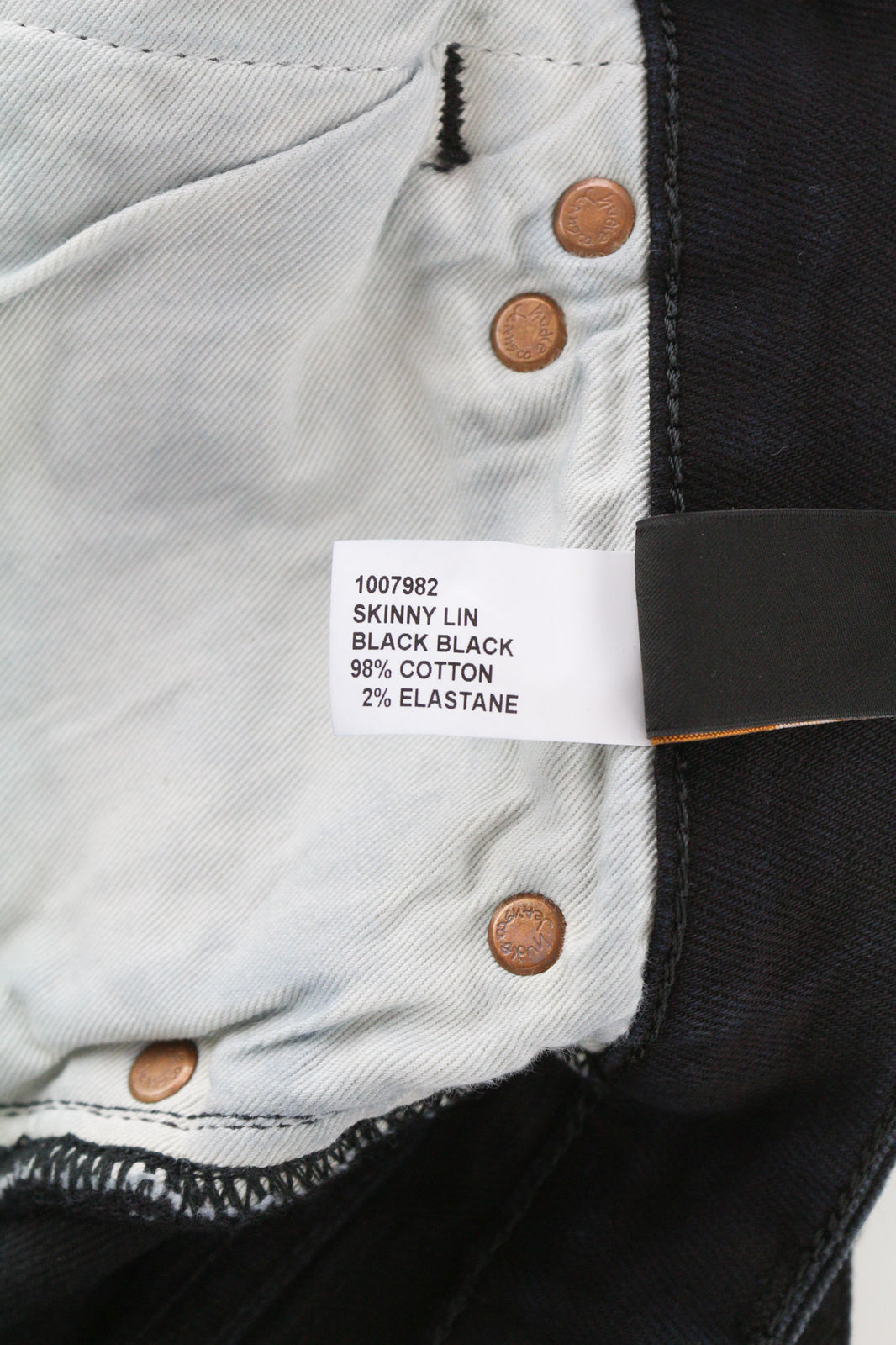 NUDIE JEANS Skinny Lin vyriški džinsai W28/L32 juodi, juodi, užtrauktukai, tamsaus džinso logotipas 