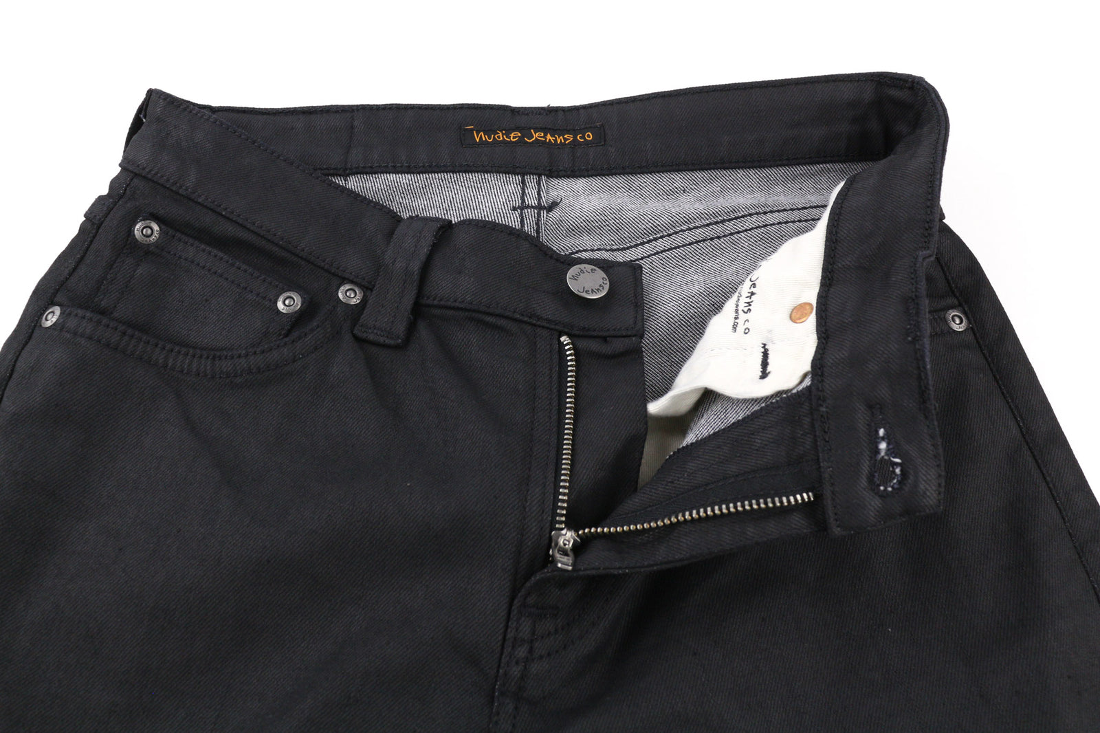 NUDIE JEANS Skinny Lin vyriški džinsai W29/L34 juodi su juodos spalvos organinės medvilnės dengimu 