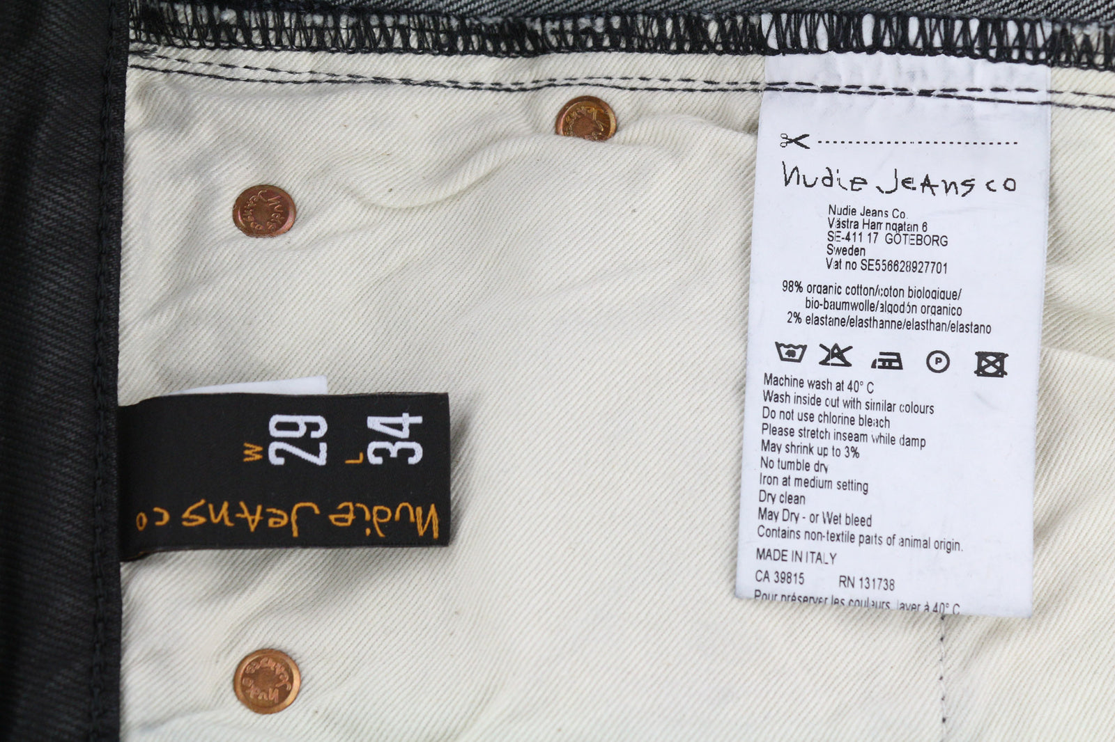 NUDIE JEANS Skinny Lin vyriški džinsai W29/L34 juodi su juodos spalvos organinės medvilnės dengimu 