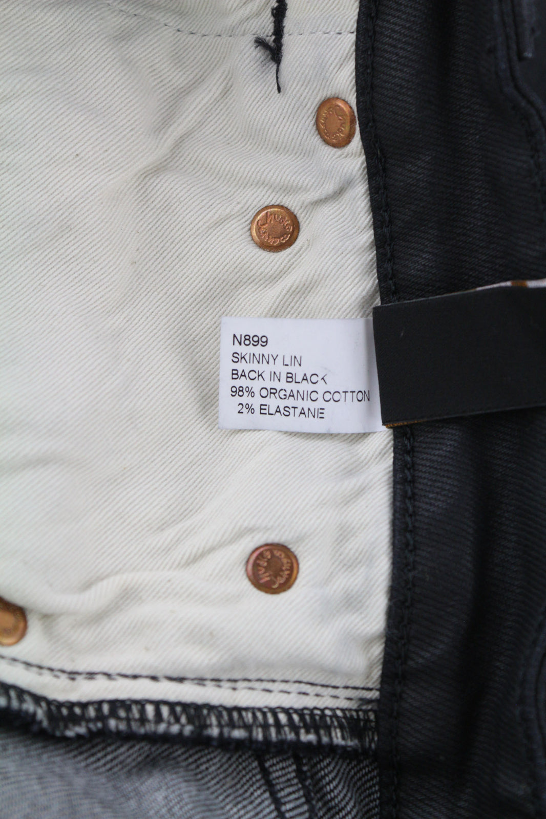 NUDIE JEANS Skinny Lin vyriški džinsai W29/L34 juodi su juodos spalvos organinės medvilnės dengimu 