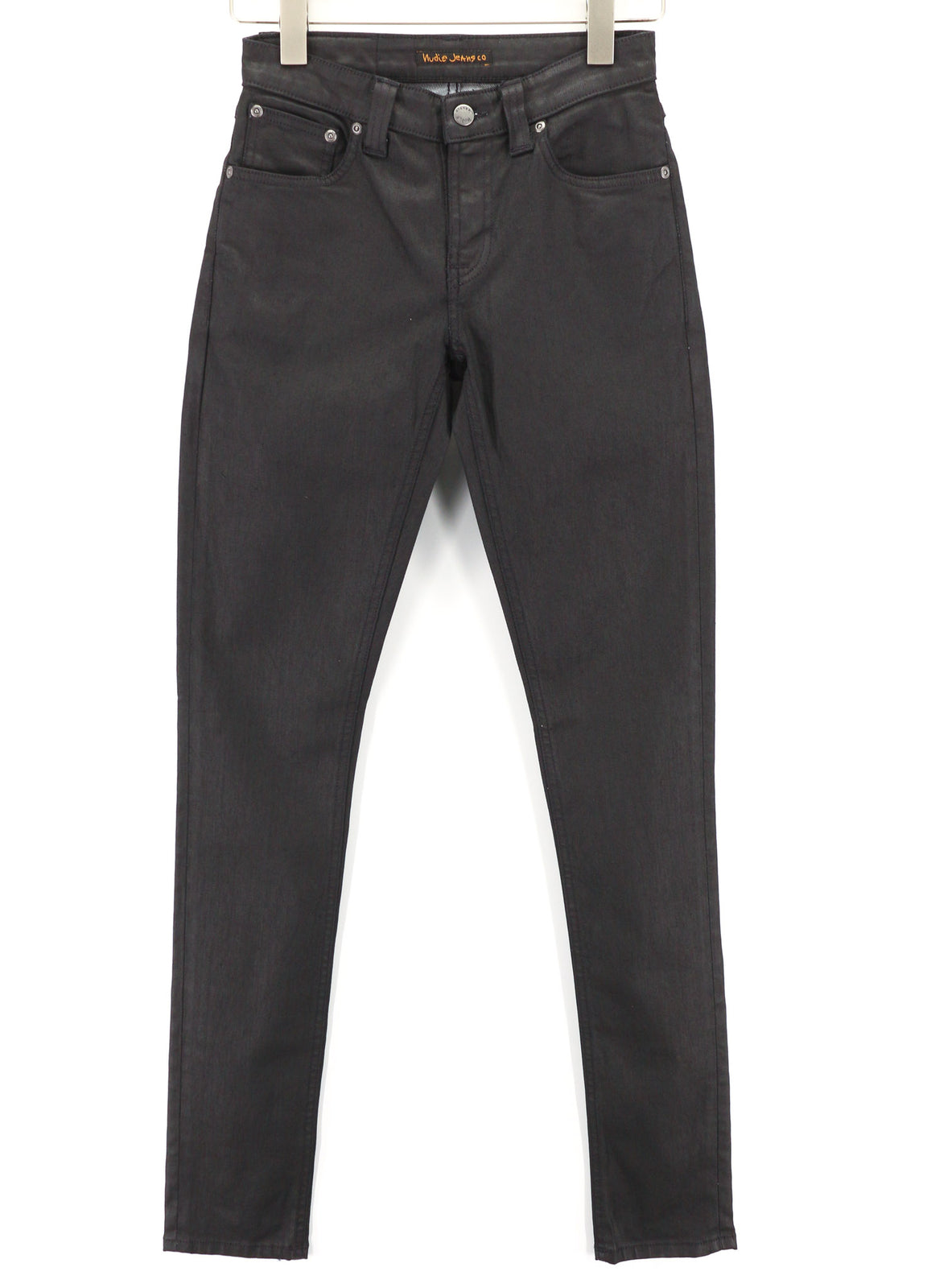 NUDIE JEANS Skinny Lin Women Jeans W27/L34 Black In Black Organic Cotton Coated