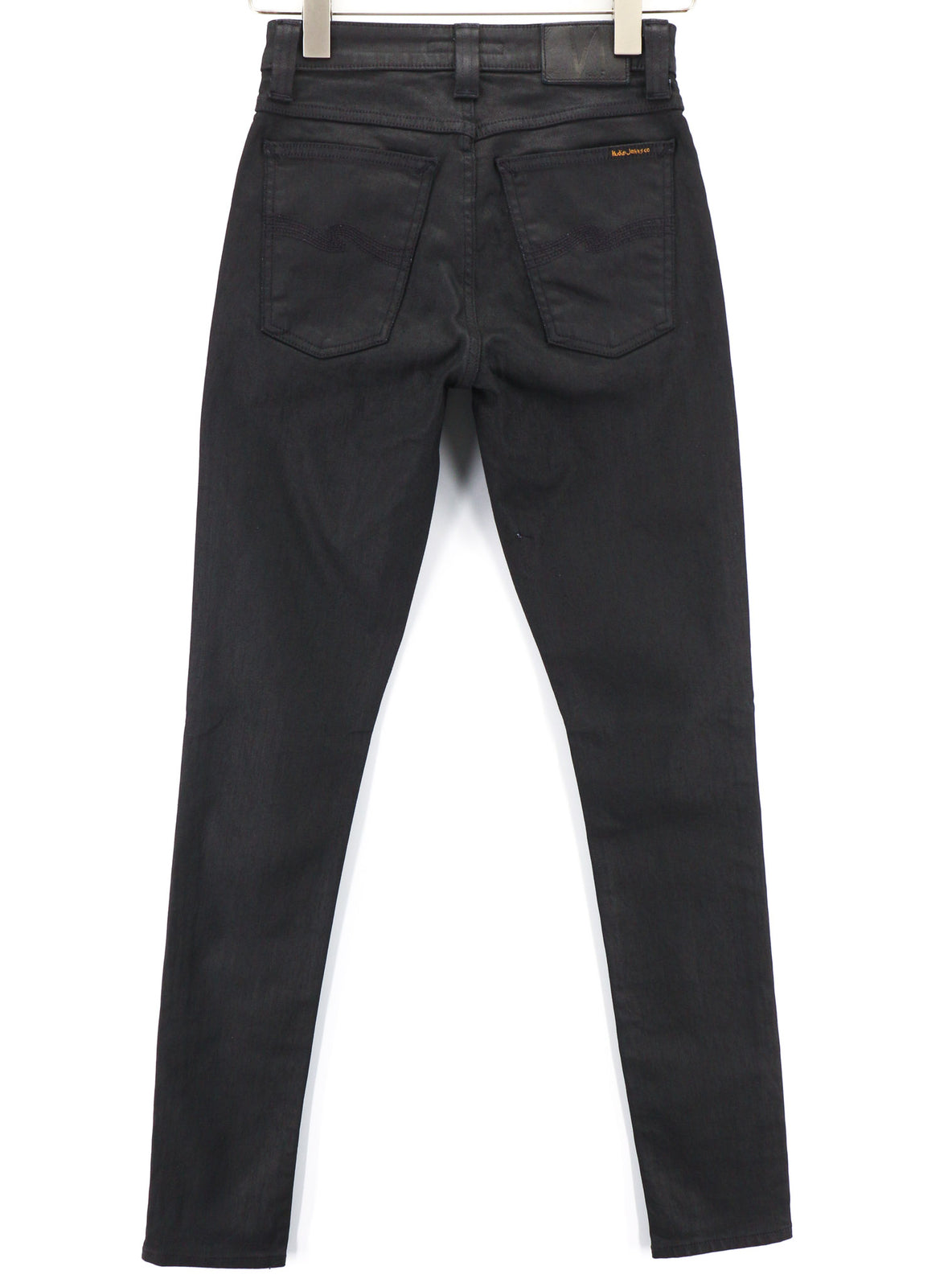 NUDIE JEANS Skinny Lin Women Jeans W27/L34 Black In Black Organic Cotton Coated