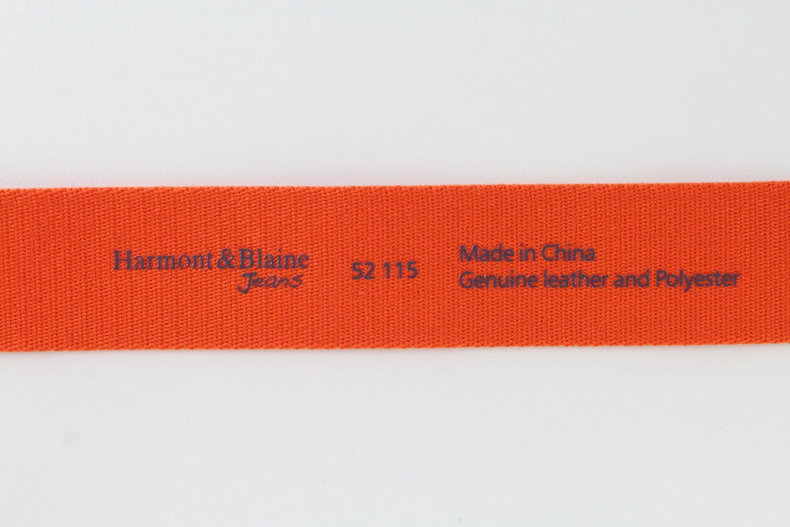 HARMONT & BLAINE Belt 115cm Polyester Square-End Orange Metal Buckled