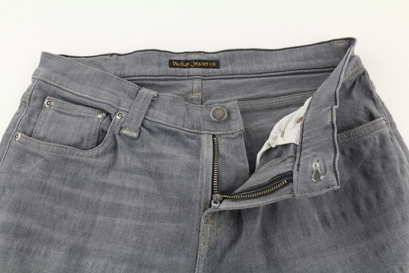 NUDIE JEANS Tight Long John Men Jeans W30/L32 Organic Charcoal Slim Fit Logo