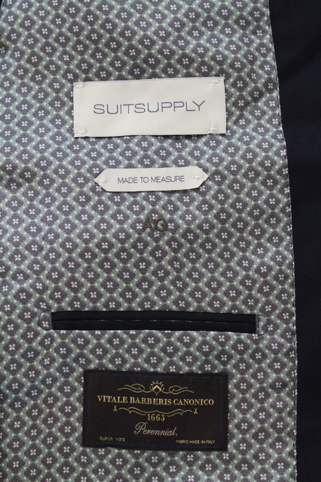SUITSUPPLY Lazio švarkas, UK38, tamsiai mėlynas, vilnonis, vieneilis švarkas su ventiliacija 