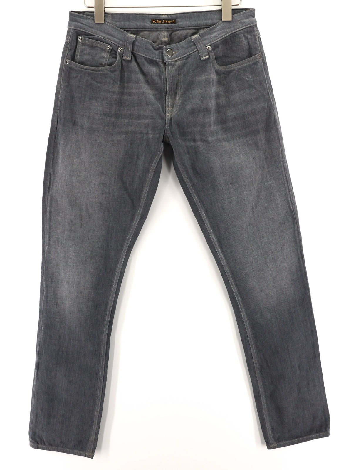 NUDIE JEANS Tight Long John Men Jeans W33/L34 Organic Charcoal Slim Fit Zip Fly