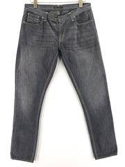 NUDIE JEANS Tight Long John Men Jeans W33/L34 Organic Charcoal Slim Fit Zip Fly