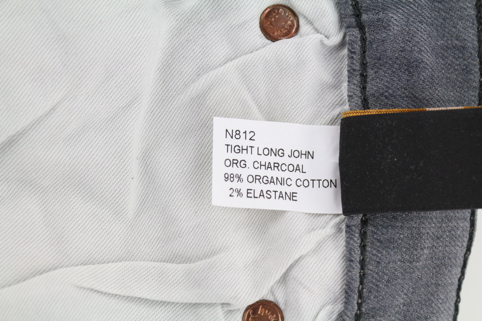 NUDIE JEANS Tight Long John Men Jeans W34/L34 Organic Charcoal Slim Fit Logo