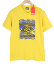 DIESEL T-Diegor-K50 Men T-Shirt M Yellow Short Sleeved Crew Neck Tricot Cotton