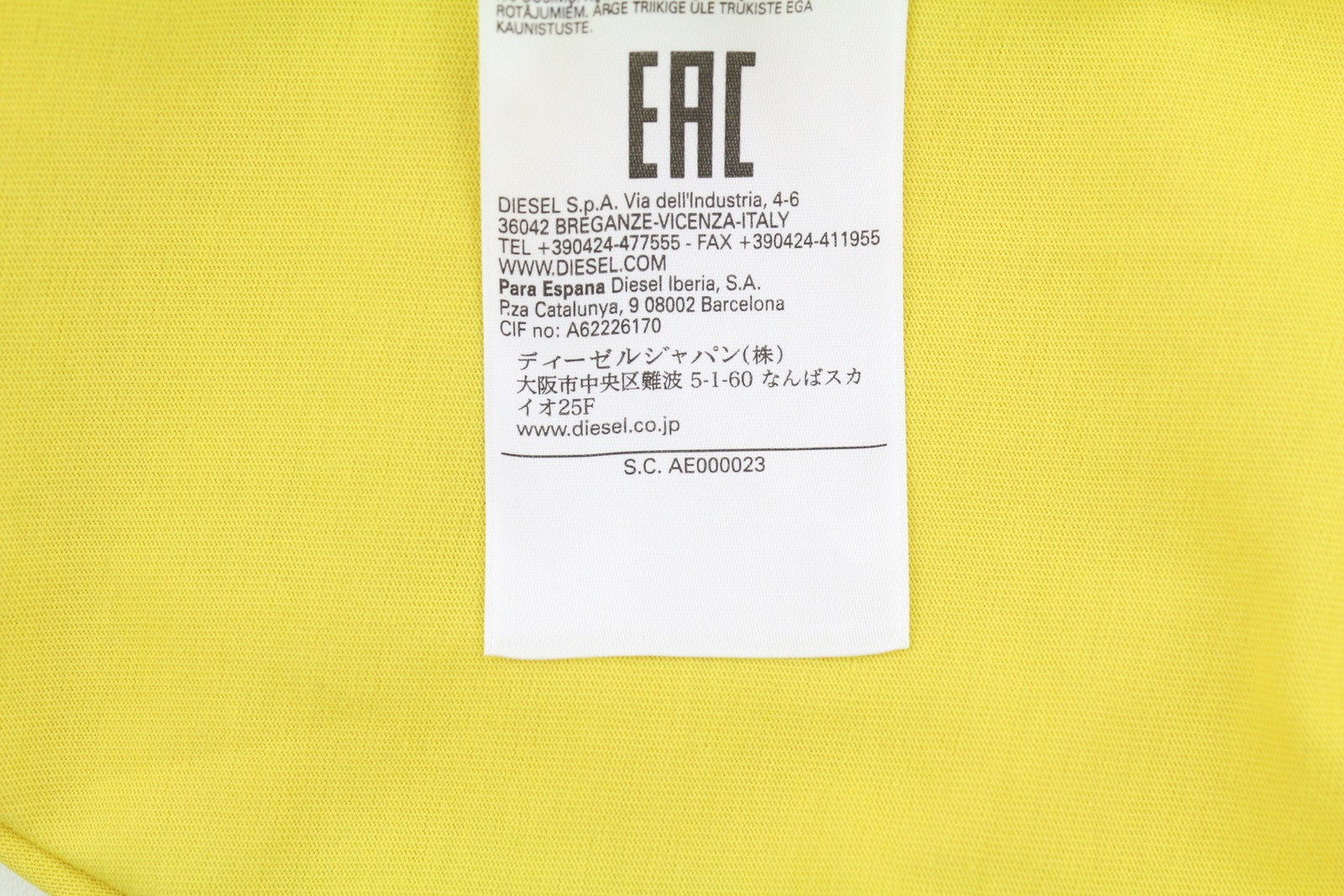 DIESEL T-Diegor-K50 Men T-Shirt M Yellow Short Sleeved Crew Neck Tricot Cotton