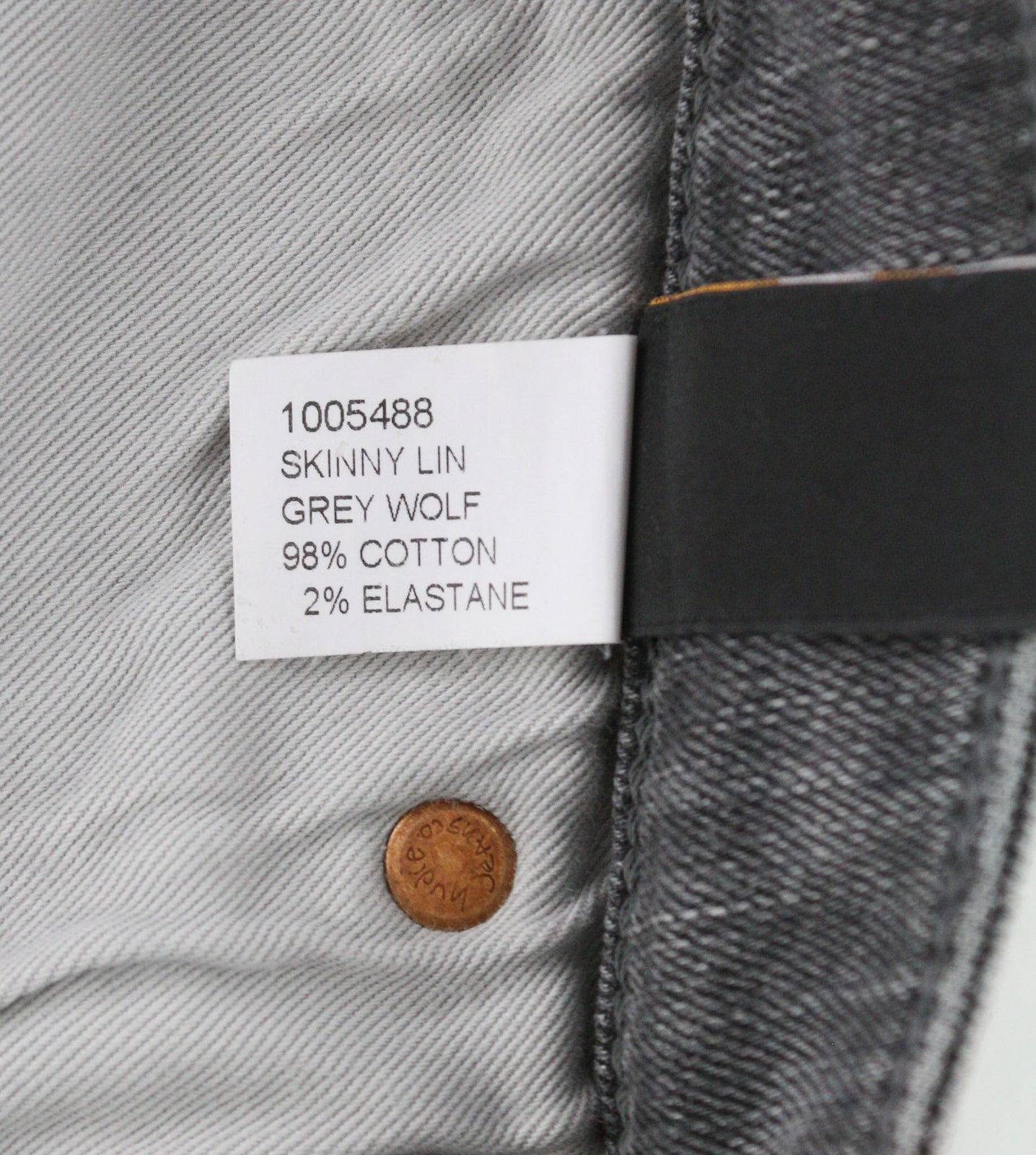 NUDIE JEANS Skinny Lin Men Jeans W28/L34 Grey Wolf Washed Zipper Stretch Logo