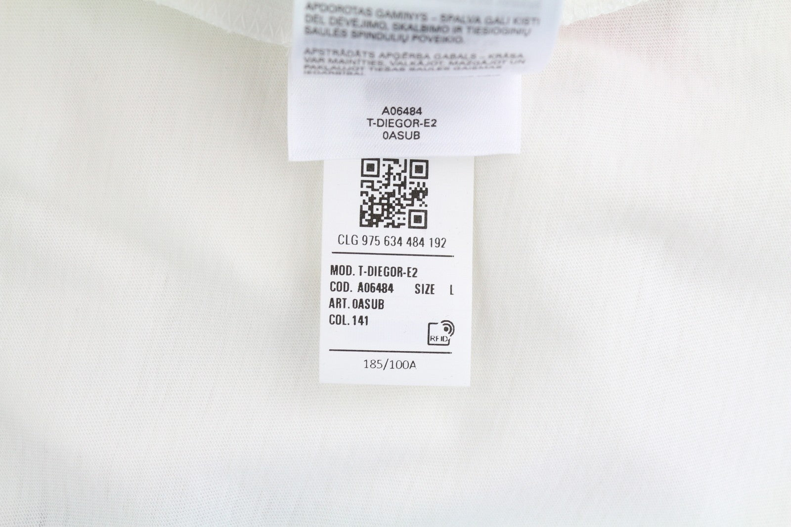 DIESEL T-Diegor-E2 Men T-Shirt L White Short Sleeved Crew Tricot Cotton Logo