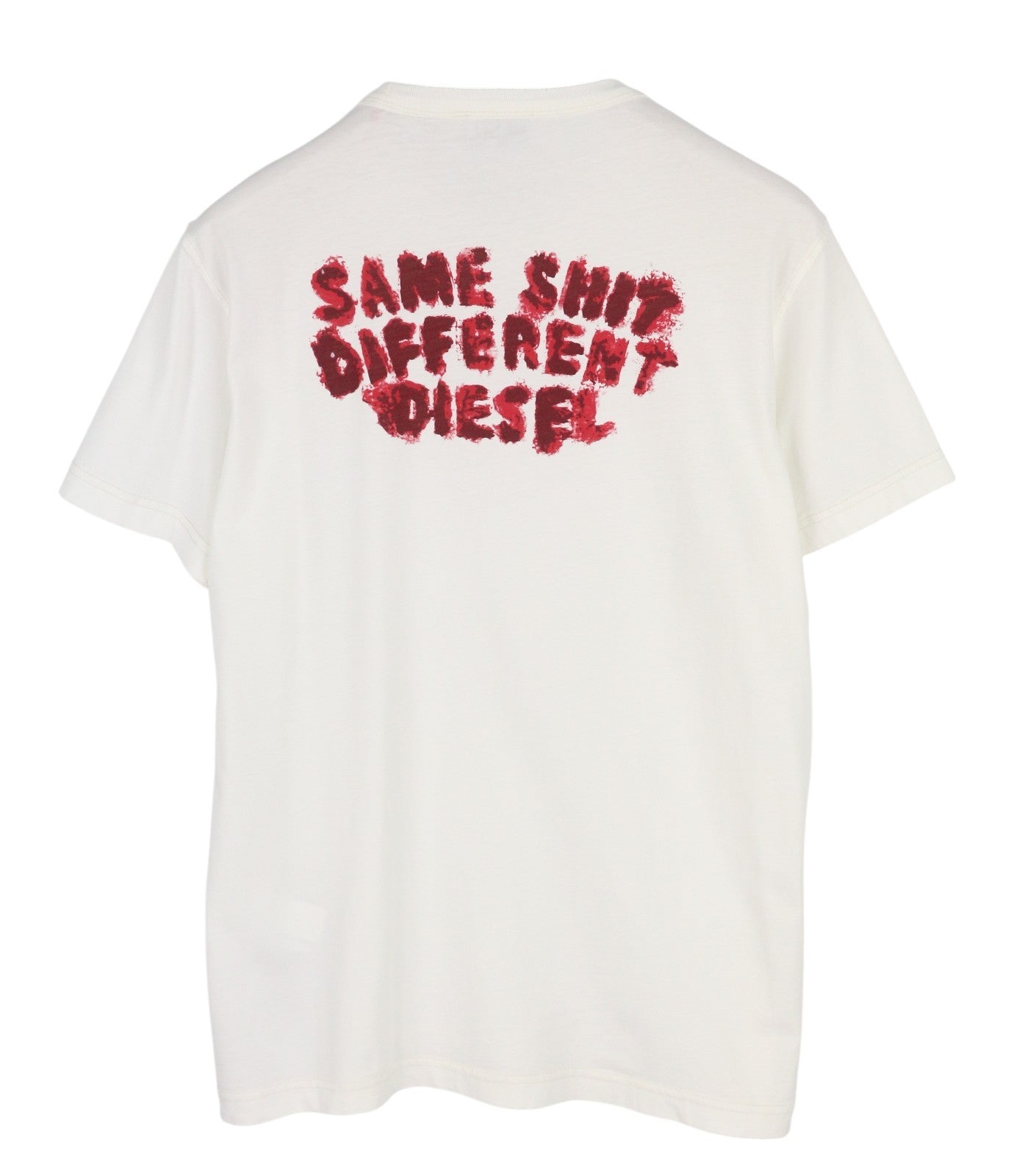 DIESEL T-Diegor-E2 Men T-Shirt L White Short Sleeved Crew Tricot Cotton Logo