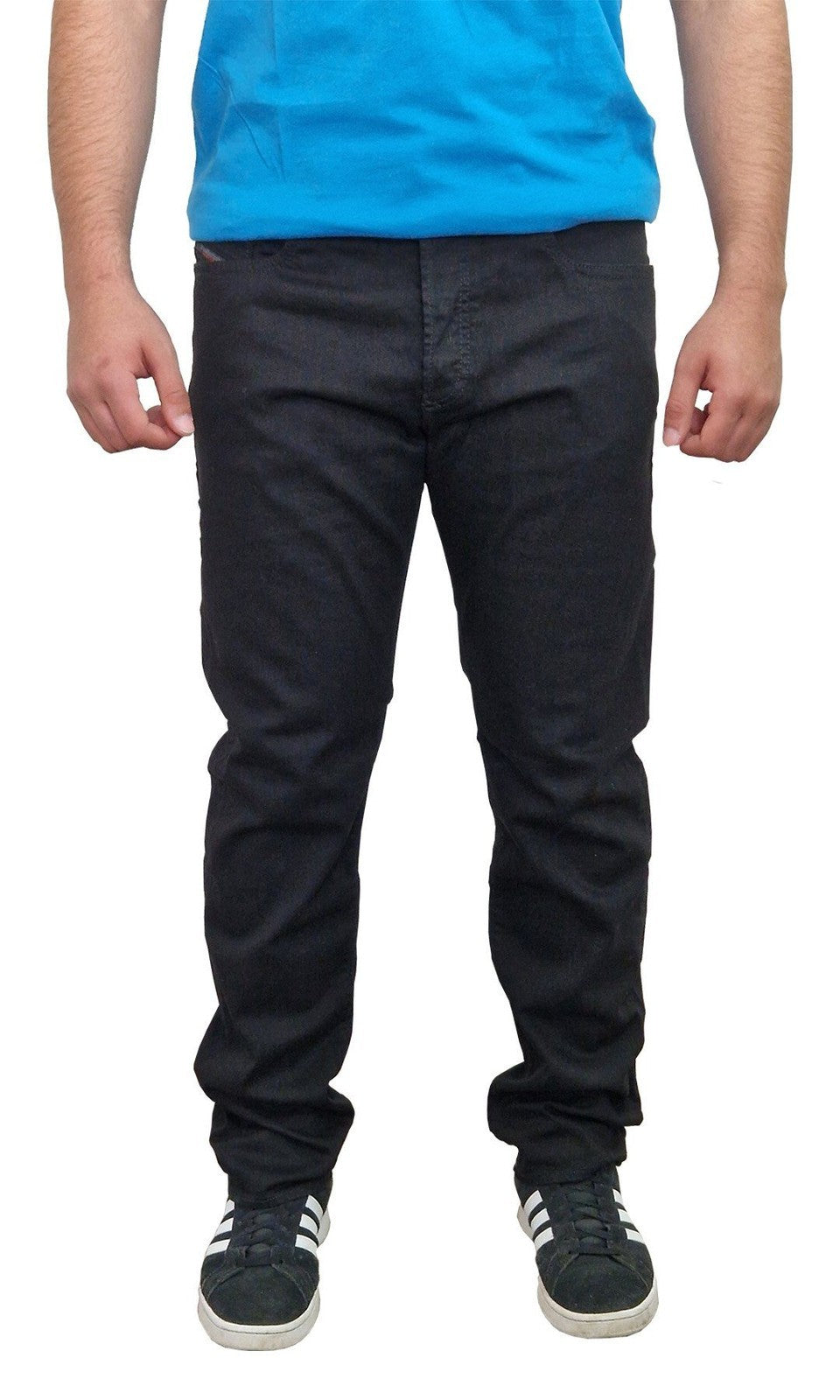 DIESEL Buster 0886Z vyriški džinsai W38/L32 Regular Slim Tapered Fit su sagomis, tamsūs 