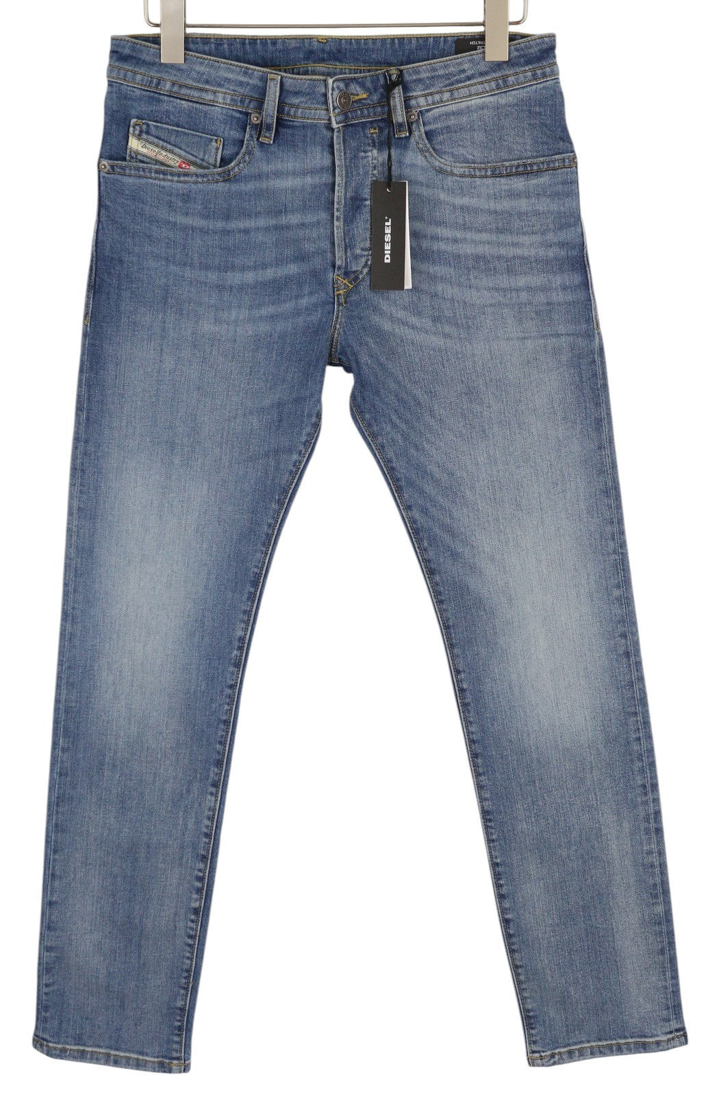 DIESEL Buster RM046 Men Jeans W30/L32 Tapered Fit Stretch Buttoned Washed Blue