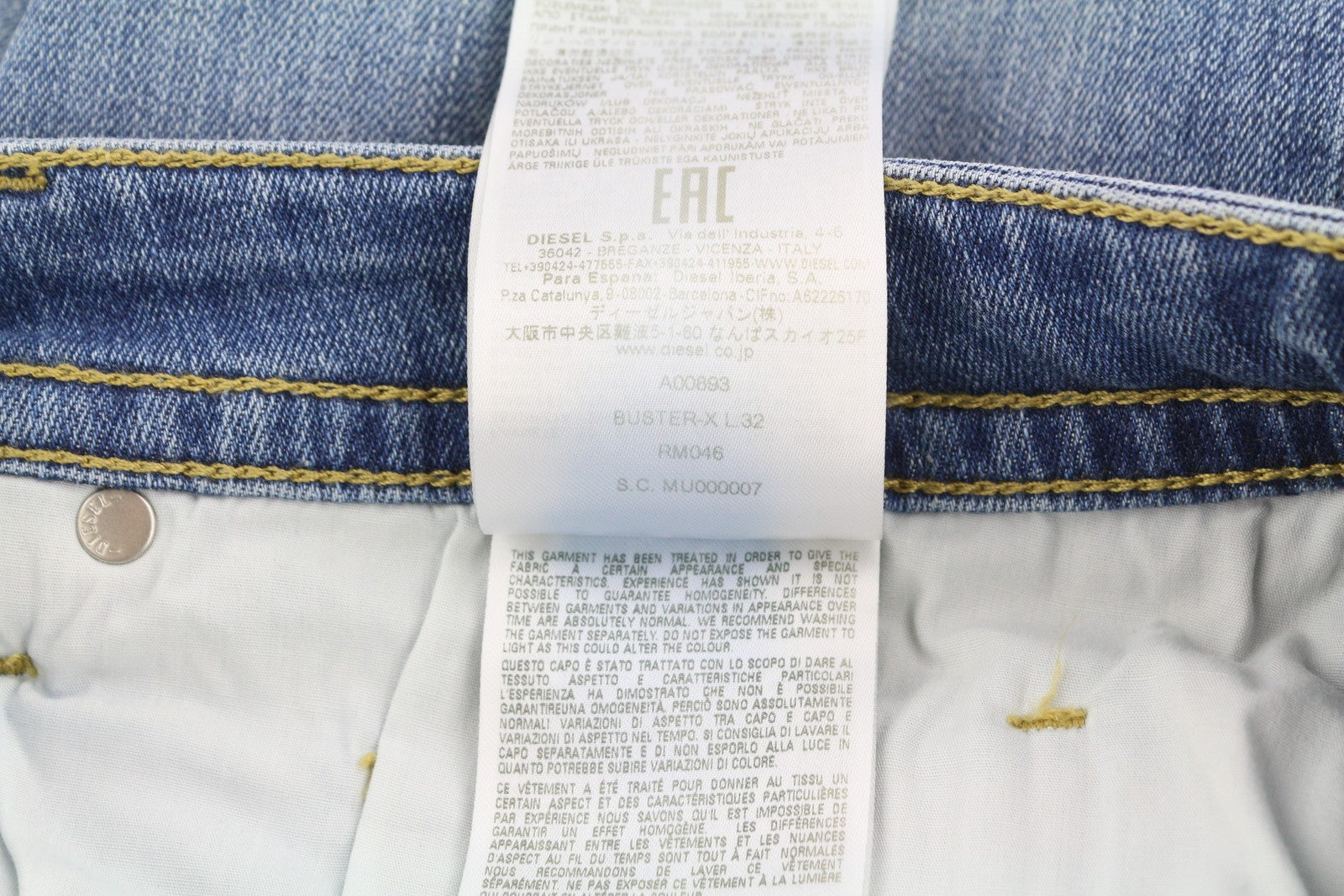 DIESEL Buster RM046 Men Jeans W30/L32 Tapered Fit Stretch Buttoned Washed Blue