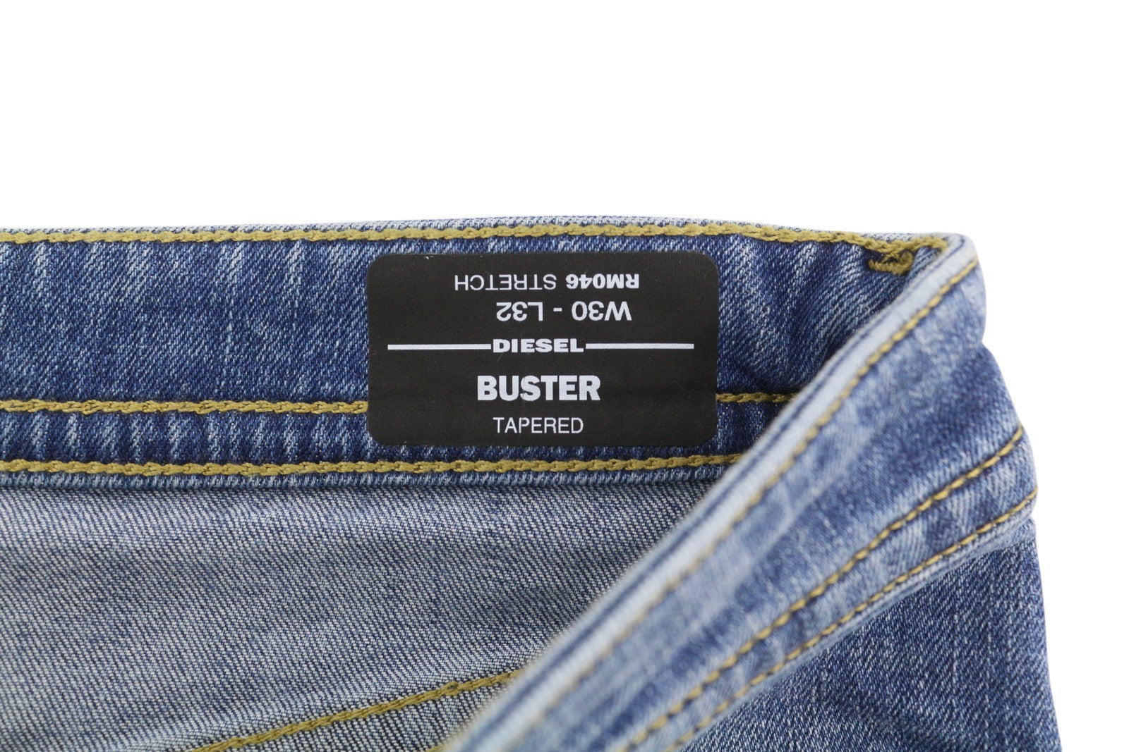 DIESEL Buster RM046 Men Jeans W30/L32 Tapered Fit Stretch Buttoned Washed Blue