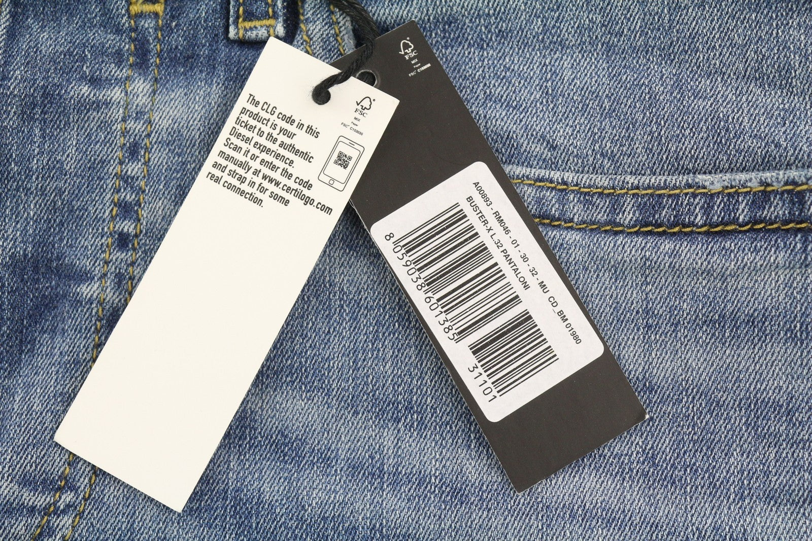 DIESEL Buster RM046 Men Jeans W30/L32 Tapered Fit Stretch Buttoned Washed Blue