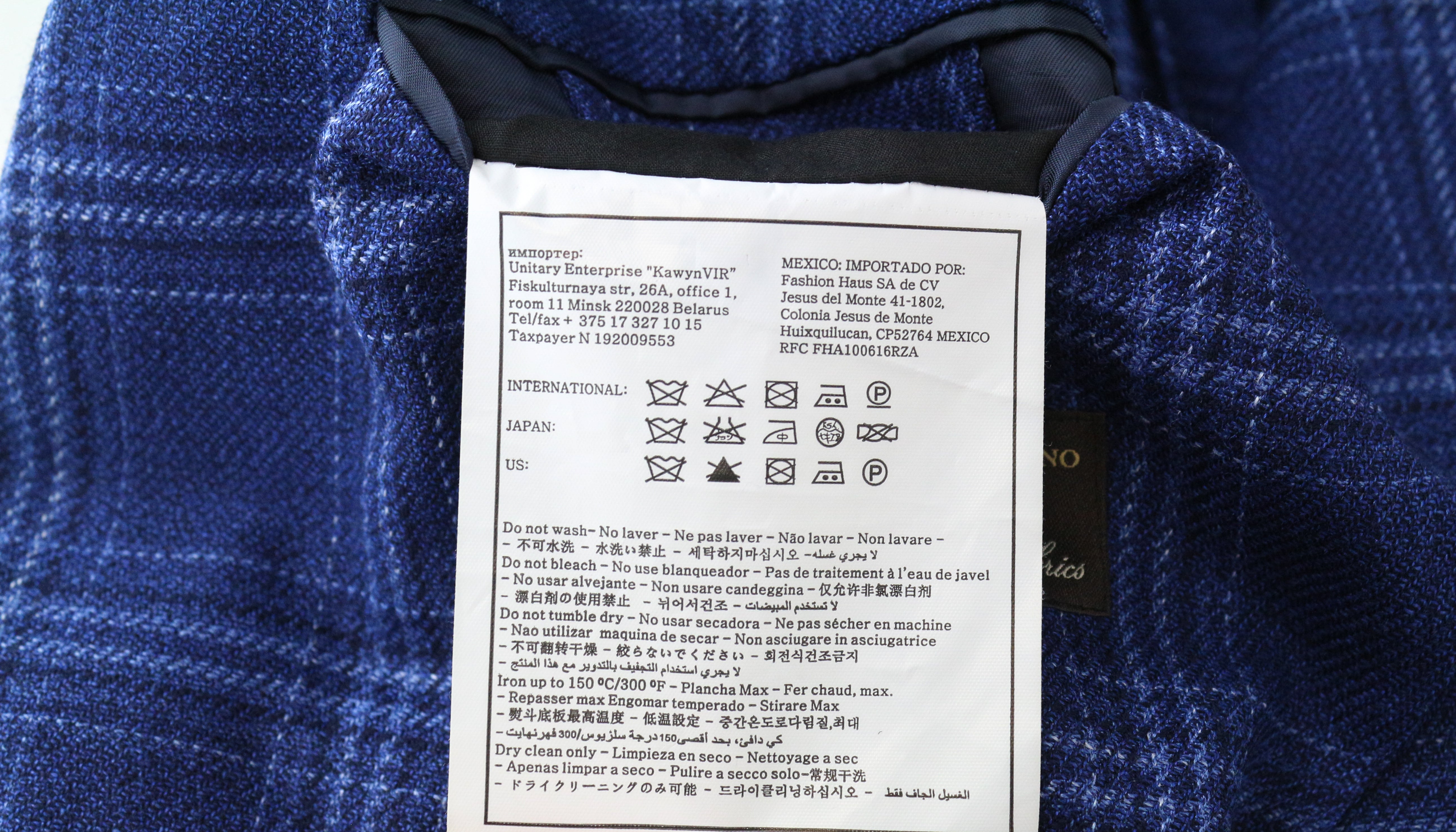 SUITSUPPLY vyriškas švarkas „Havana“ – 36R languotas mėlynas vilnonis, šilkinis, lininis, plonas kirpimas 