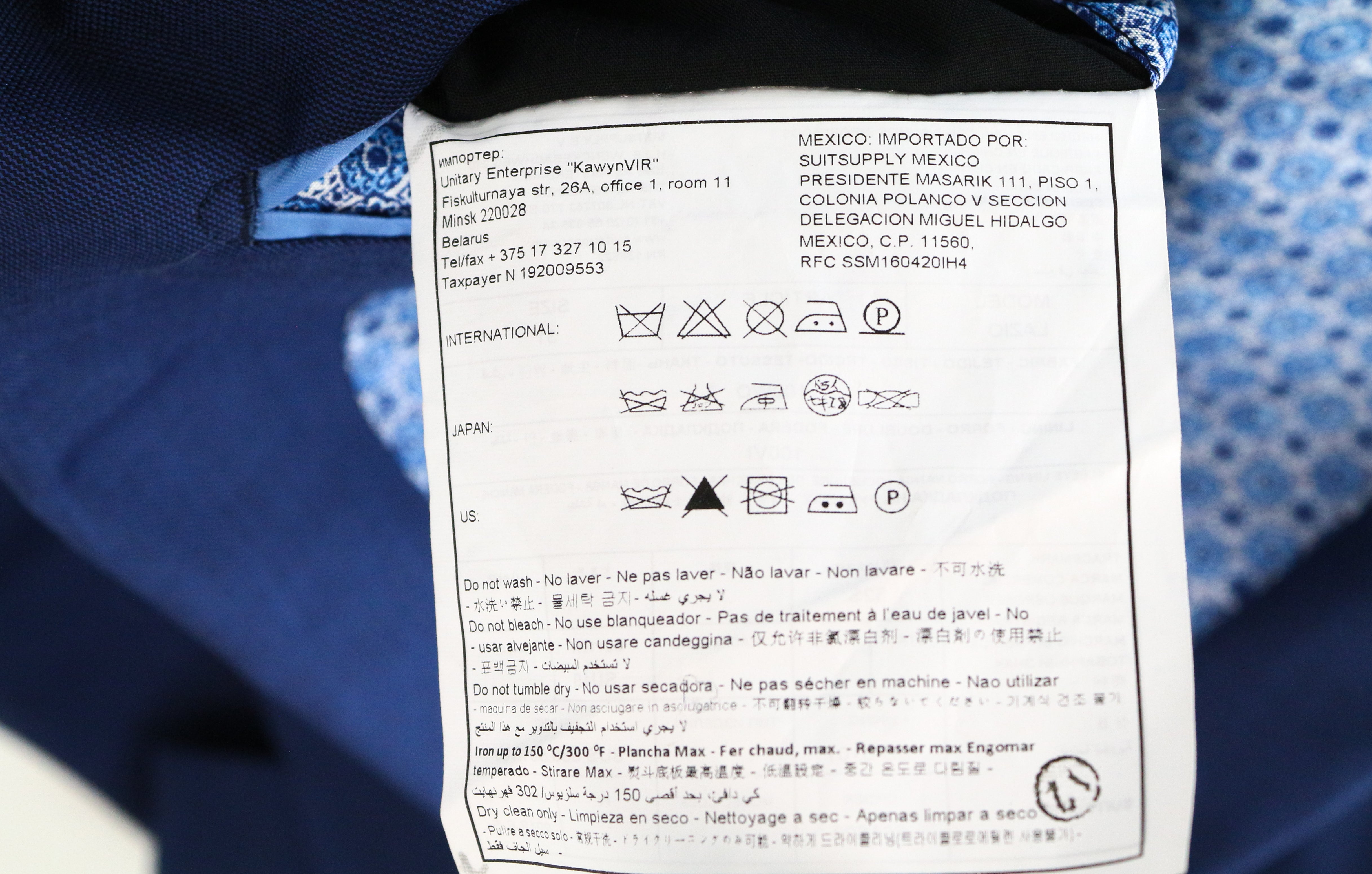 SUITSUPPLY Lazio UK52S Men's Blazer Blue Wool Lined Formal Buttoned