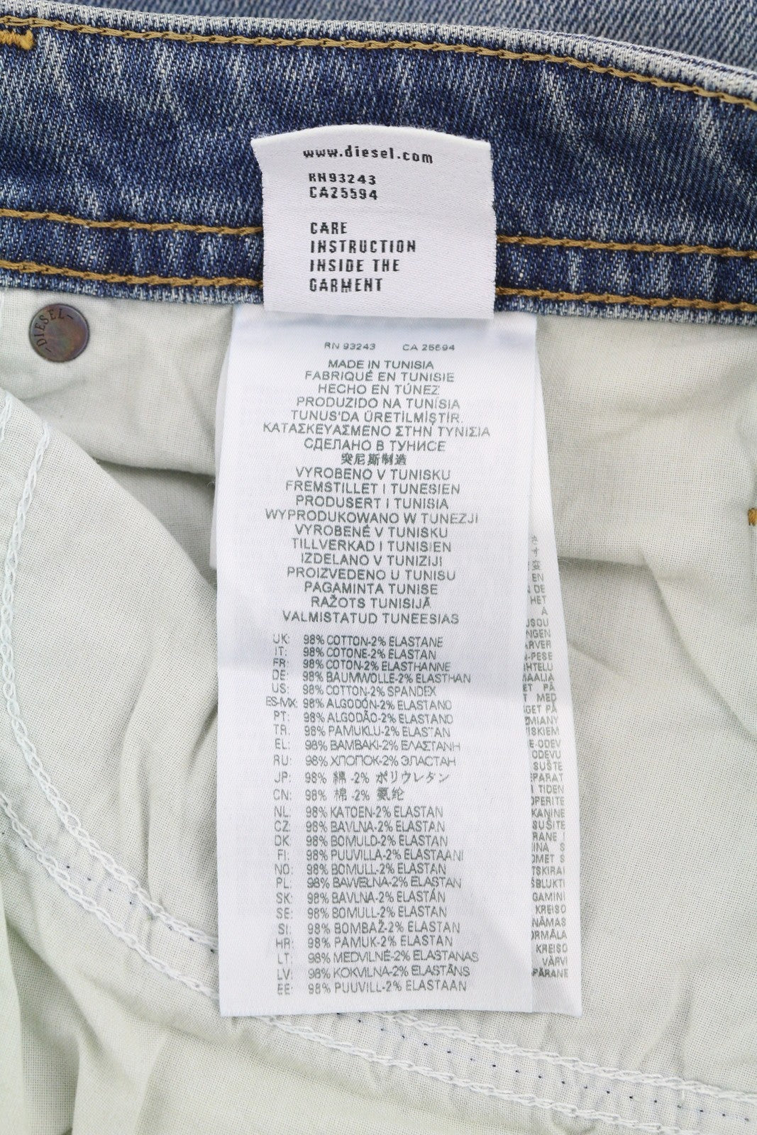 DIESEL Buster 009EI vyriški džinsai W31/L32 siaurėjantys, mėlyni, su sagomis 