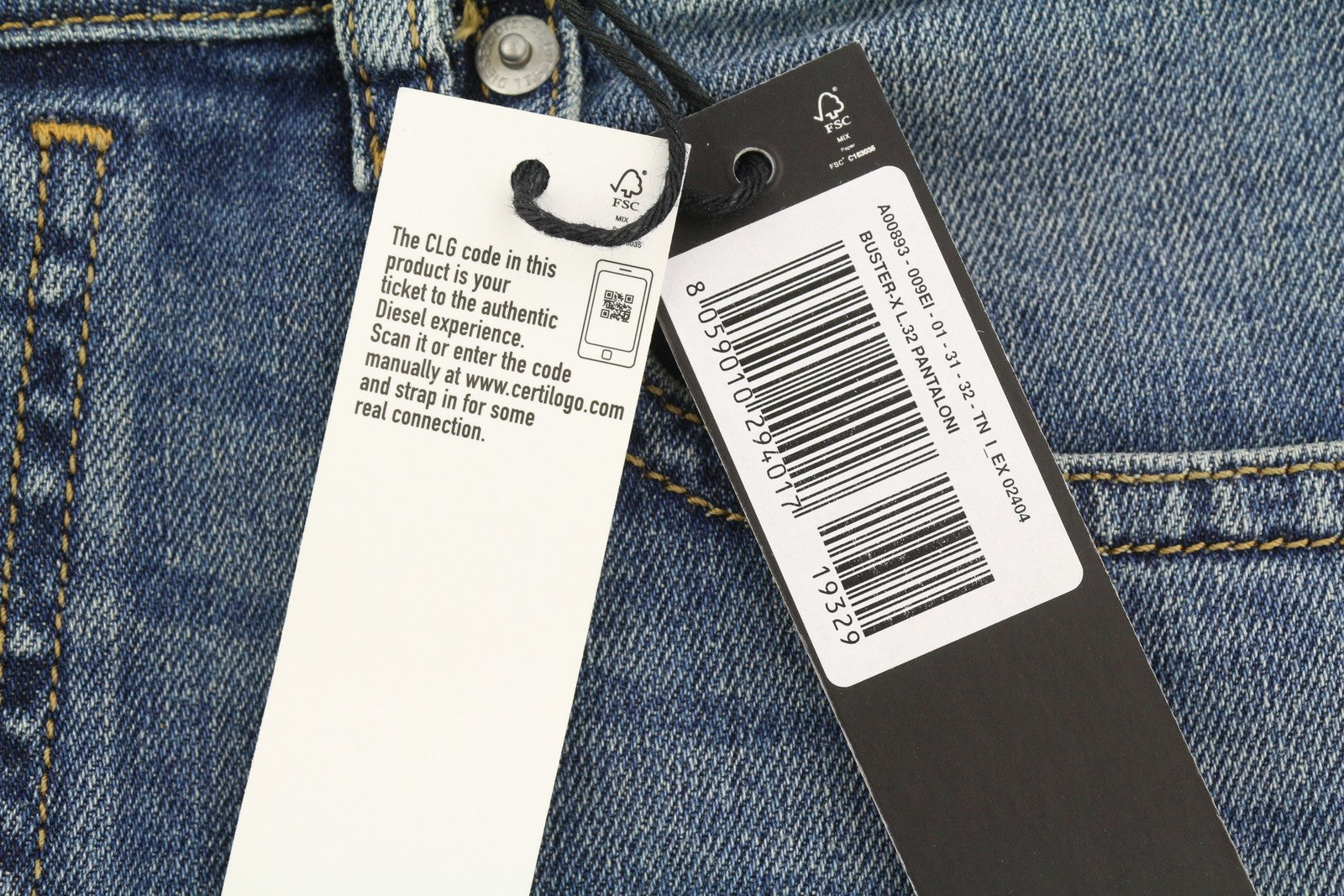 DIESEL Buster 009EI vyriški džinsai W31/L32 siaurėjantys, mėlyni, su sagomis 