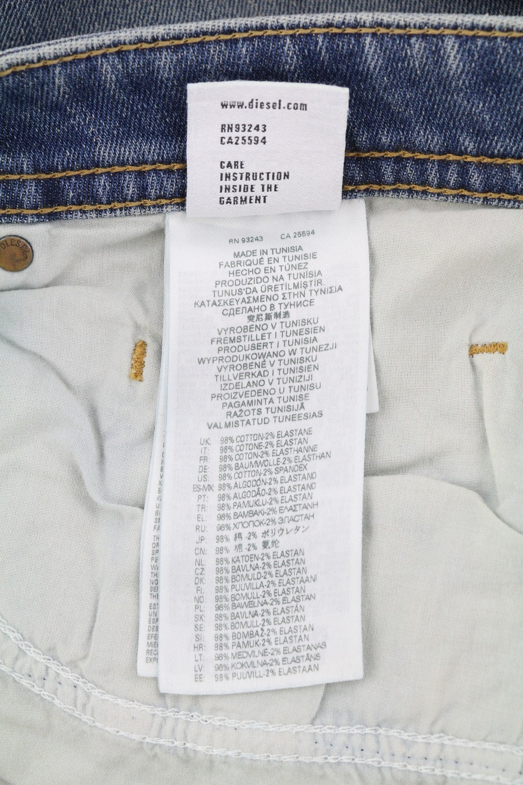 DIESEL Buster 009EI vyriški džinsai W32/L32 siaurėjantys, mėlyni, su sagomis 