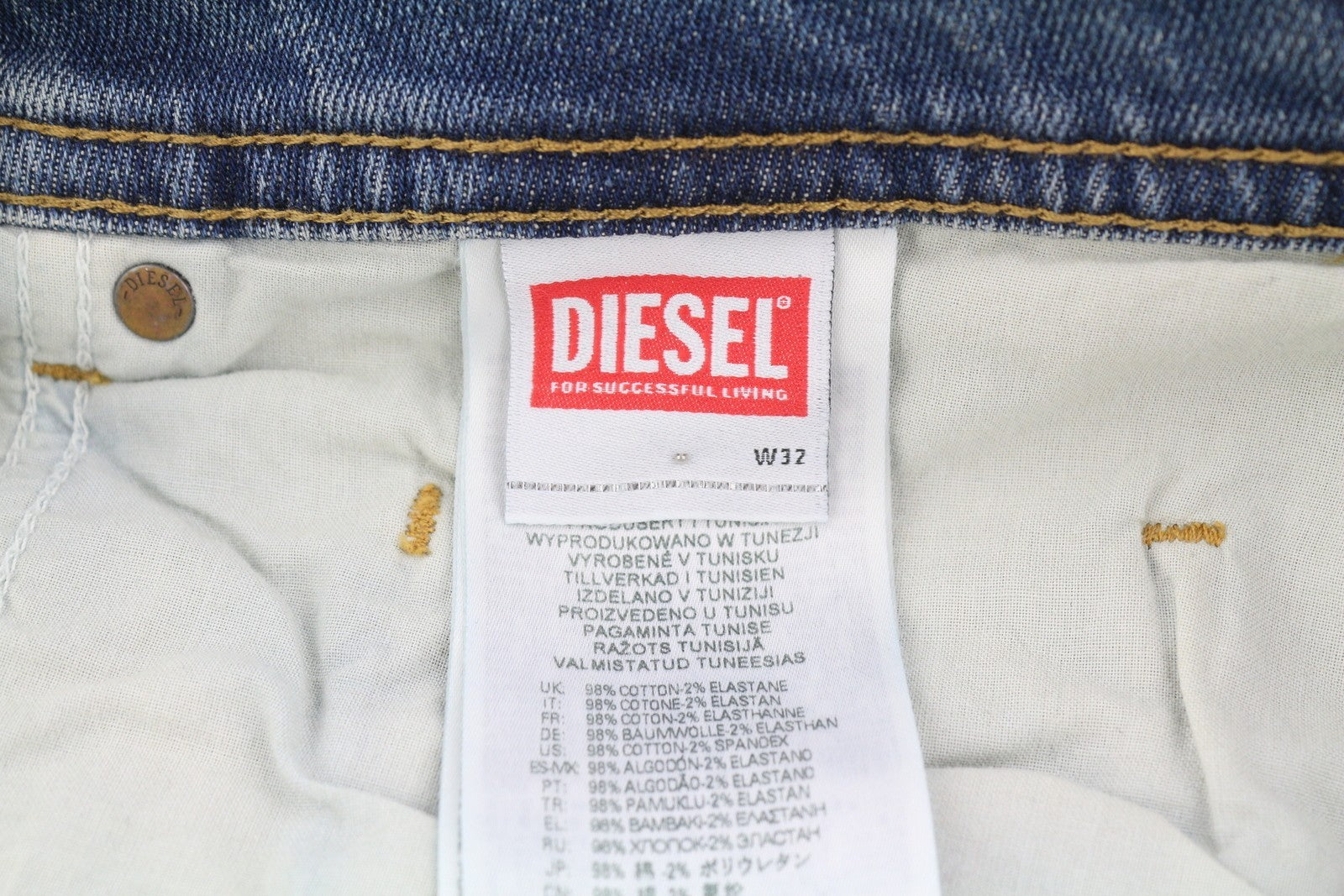 DIESEL Buster 009EI vyriški džinsai W32/L32 siaurėjantys, mėlyni, su sagomis 