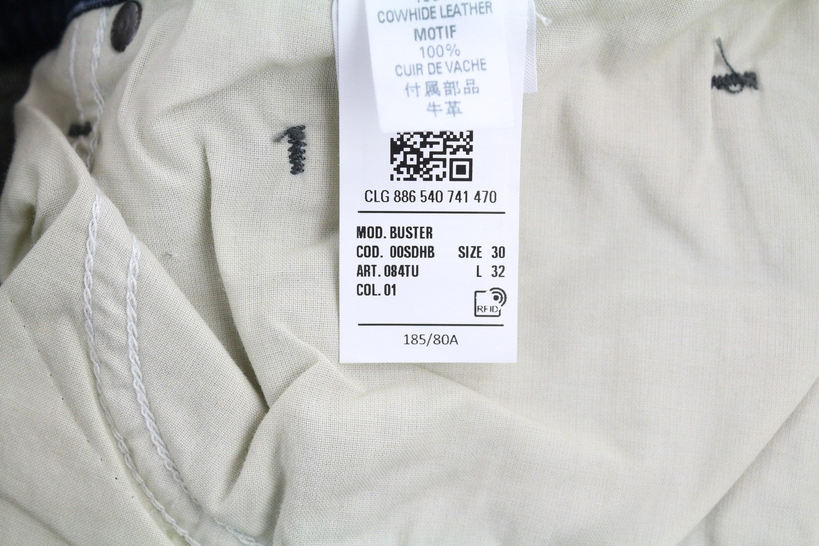 DIESEL Buster 084TU vyriški džinsai W30/L32 siaurėjantys, tamprūs, mėlyni, su sagomis 