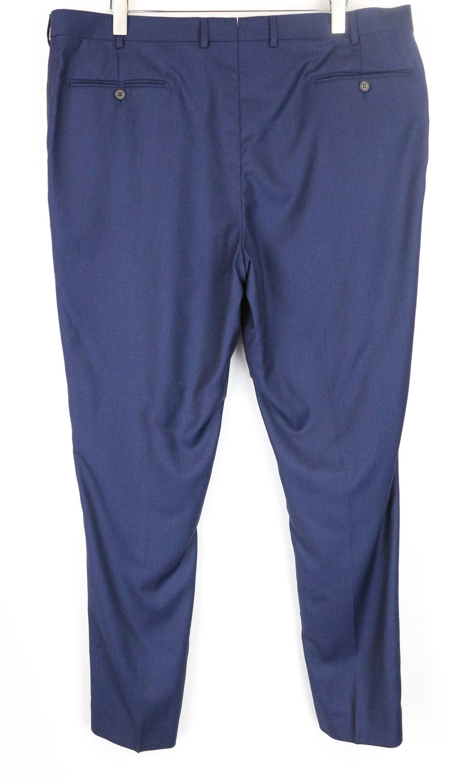 SUITSUPPLY Brescia UK46L Wool Trousers Men's Blue Lined Pleated Formal Pants