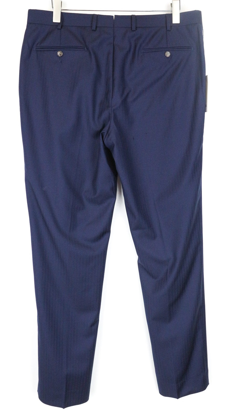 SUITSUPPLY Brescia UK44R Men's Wool Trousers Blue Pleated Lined Striped