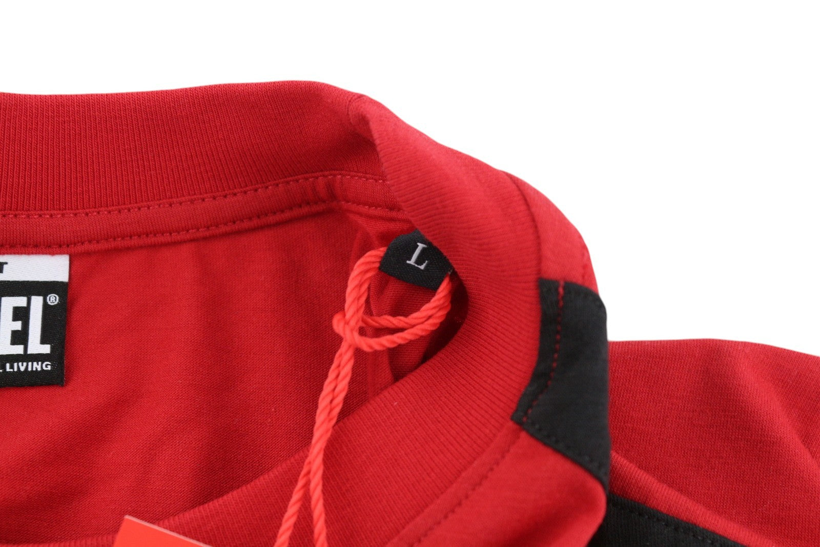 DIESEL Amtee-Freasty-HT04 vyriški marškinėliai L sportiniai trumpomis rankovėmis, raudonos spalvos logotipas