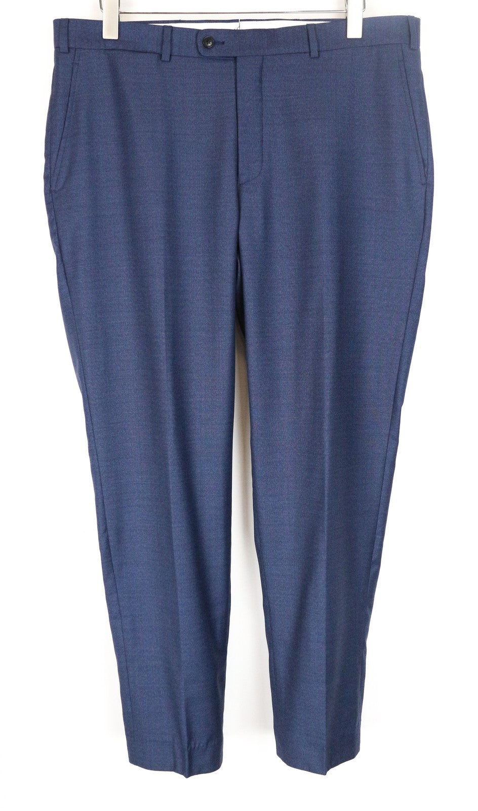 SUITSUPPLY Sienna UK42S Blue Wool Pleated Trousers Men's Slit Pocket Pants